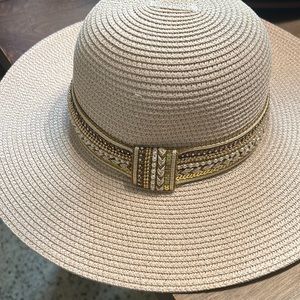 Beautiful straw hat with gold/silver/pearls decorations